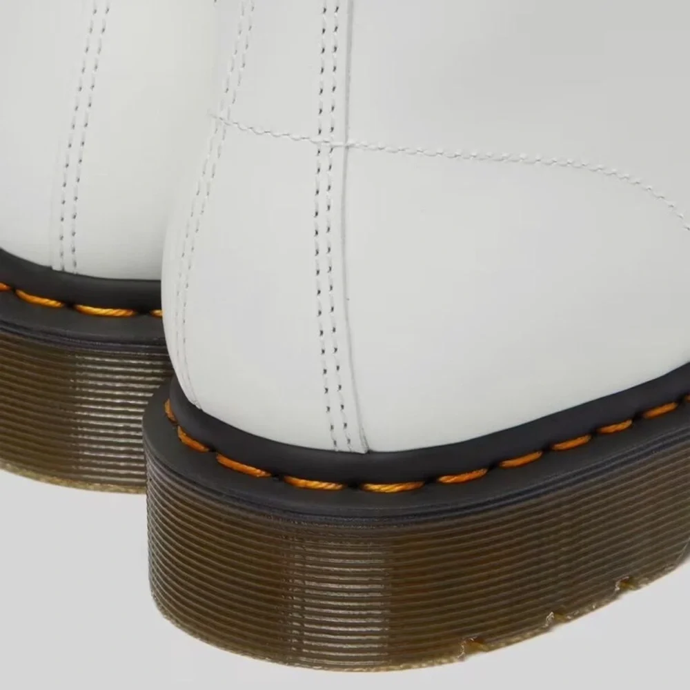 NWT Doc Martens 101 Yellow Stitch Smooth Leather White Ankle Boots - Picture 4 of 11